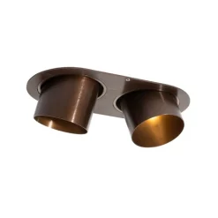 QAZQA Afgeronde inbouwspot donkerbrons GU10 70mm kantelbaar 2-lichts - Installa