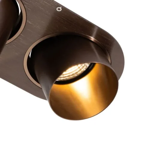 QAZQA Afgeronde inbouwspot donkerbrons GU10 70mm kantelbaar 2-lichts - Installa