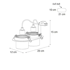 QAZQA Afgeronde inbouwspot donkerbrons GU10 70mm kantelbaar 2-lichts - Installa