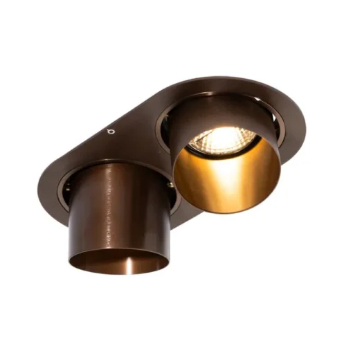 QAZQA Afgeronde inbouwspot donkerbrons GU10 70mm kantelbaar 2-lichts - Installa