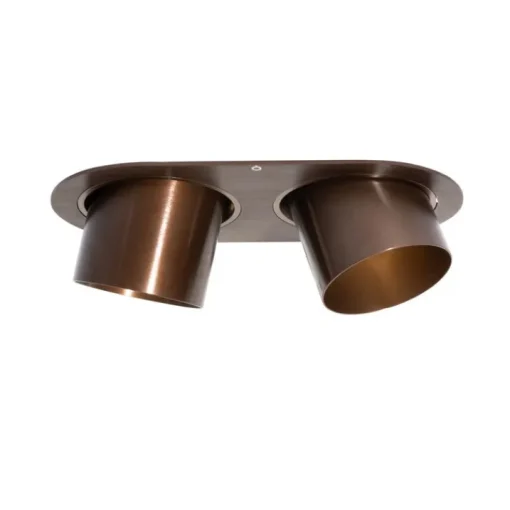QAZQA Afgeronde inbouwspot donkerbrons GU10 70mm kantelbaar 2-lichts - Installa