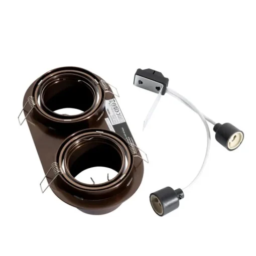 QAZQA Afgeronde inbouwspot donkerbrons GU10 70mm kantelbaar 2-lichts - Installa