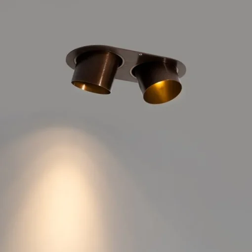 QAZQA Afgeronde inbouwspot donkerbrons GU10 70mm kantelbaar 2-lichts - Installa
