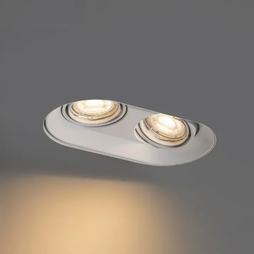 QAZQA Afgeronde inbouwspot wit GU10 50mm 2-lichts - Hubs