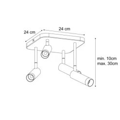 QAZQA Afgeronde plafondspot zwart GU10 35mm 4-lichts draai- en kantelbaar - Kate