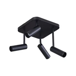 QAZQA Afgeronde plafondspot zwart GU10 35mm 4-lichts draai- en kantelbaar - Kate
