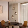 QAZQA Art deco hanglamp messing met amber glas 3-lichts - Douglass