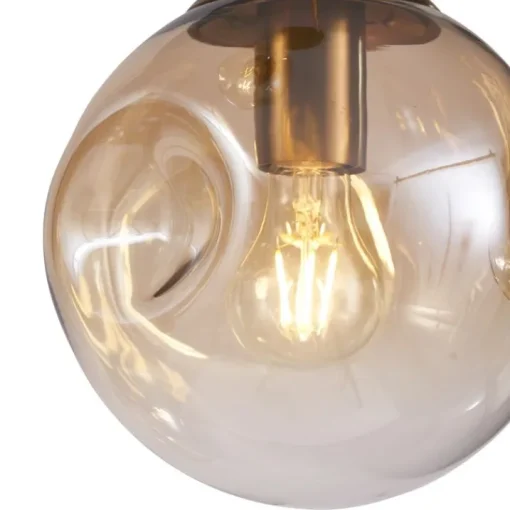 QAZQA Art deco hanglamp messing met amber glas 3-lichts - Douglass