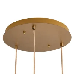 QAZQA Art deco hanglamp messing met amber glas 3-lichts - Douglass