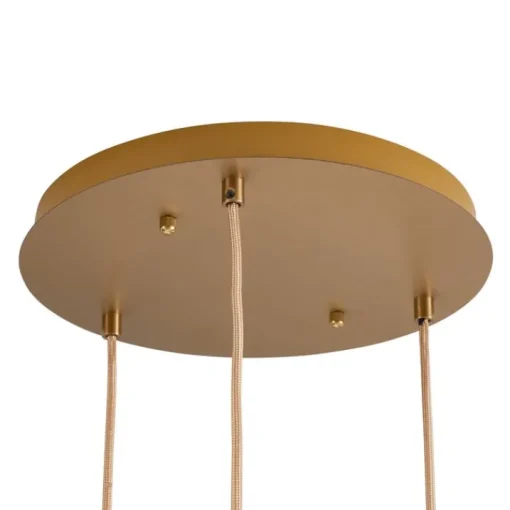 QAZQA Art deco hanglamp messing met amber glas 3-lichts - Douglass