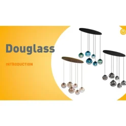 QAZQA Art deco hanglamp messing met ovale plafondplaat en amber glas 6-lichts - Douglass