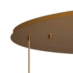 QAZQA Art deco hanglamp messing met ovale plafondplaat en amber glas 6-lichts - Douglass