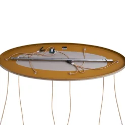 QAZQA Art deco hanglamp messing met ovale plafondplaat en amber glas 6-lichts - Douglass