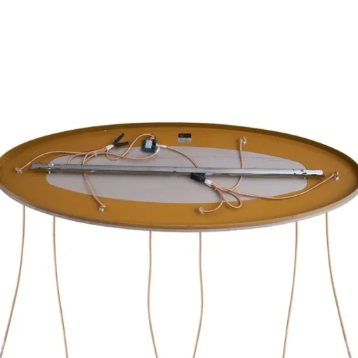 QAZQA Art deco hanglamp messing met ovale plafondplaat en amber glas 6-lichts - Douglass