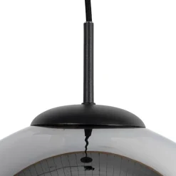 QAZQA Art Deco hanglamp zwart met smoke glas 30 cm - Pallon