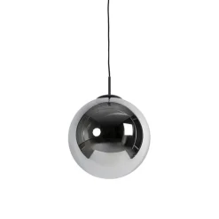 QAZQA Art Deco hanglamp zwart met smoke glas 30 cm - Pallon