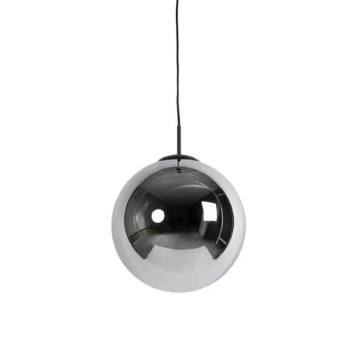 QAZQA Art Deco hanglamp zwart met smoke glas 30 cm - Pallon