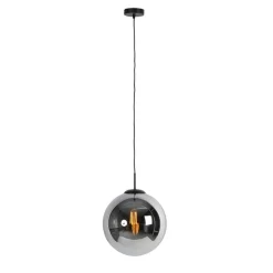 QAZQA Art Deco hanglamp zwart met smoke glas 30 cm - Pallon