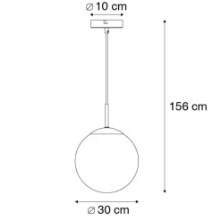 QAZQA Art Deco hanglamp zwart met smoke glas 30 cm - Pallon