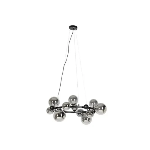 QAZQA Art Deco hanglamp zwart met smoke glas 12-lichts - David