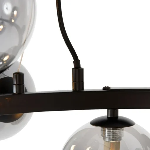 QAZQA Art Deco hanglamp zwart met smoke glas 12-lichts - David