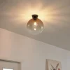 QAZQA Art Deco plafondlamp donkerbrons met bruin glas - Sandra