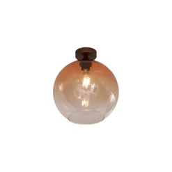 QAZQA Art Deco plafondlamp donkerbrons met bruin glas - Sandra