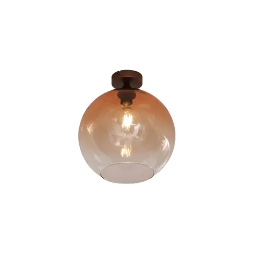 QAZQA Art Deco plafondlamp donkerbrons met bruin glas - Sandra