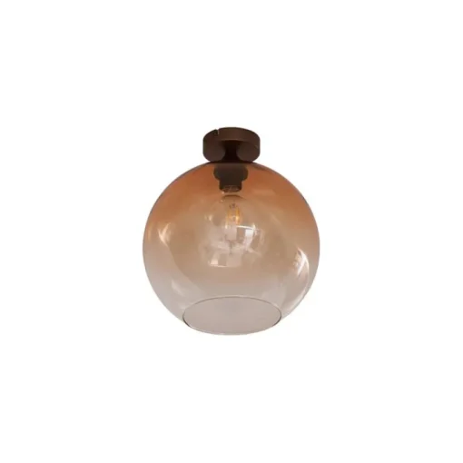 QAZQA Art Deco plafondlamp donkerbrons met bruin glas - Sandra