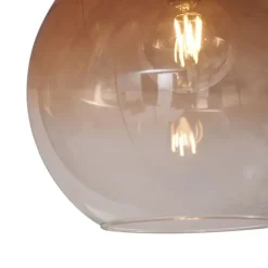 QAZQA Art Deco plafondlamp donkerbrons met bruin glas - Sandra