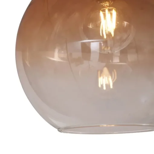 QAZQA Art Deco plafondlamp donkerbrons met bruin glas - Sandra
