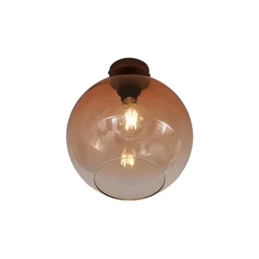 QAZQA Art Deco plafondlamp donkerbrons met bruin glas - Sandra