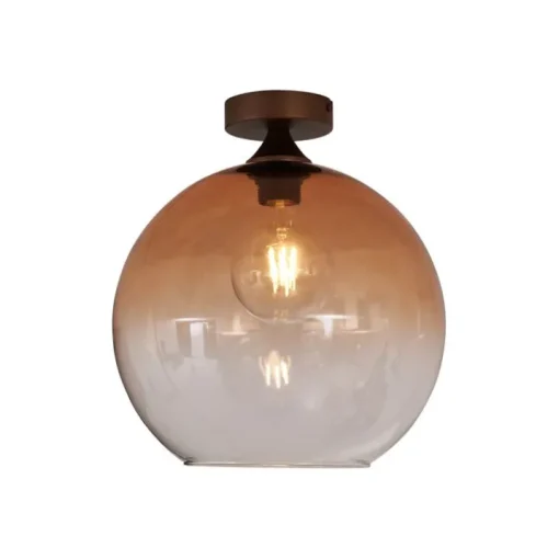 QAZQA Art Deco plafondlamp donkerbrons met bruin glas - Sandra