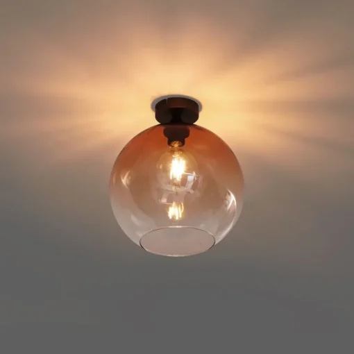 QAZQA Art Deco plafondlamp donkerbrons met bruin glas - Sandra
