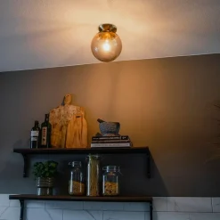 QAZQA Art deco plafondlamp messing met smoke glas - Pallon