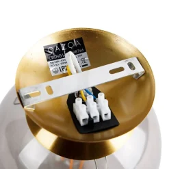 QAZQA Art deco plafondlamp messing met smoke glas - Pallon