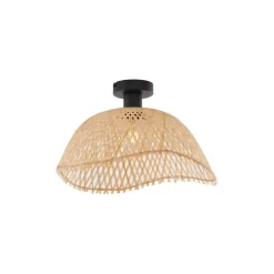 QAZQA Art Deco plafondlamp zwart met naturel bamboe 40cm - Alka