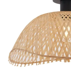 QAZQA Art Deco plafondlamp zwart met naturel bamboe 40cm - Alka