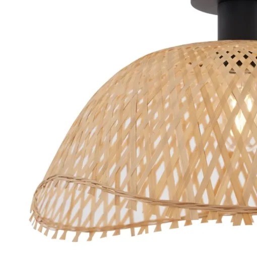 QAZQA Art Deco plafondlamp zwart met naturel bamboe 40cm - Alka
