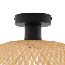 QAZQA Art Deco plafondlamp zwart met naturel bamboe 40cm - Alka