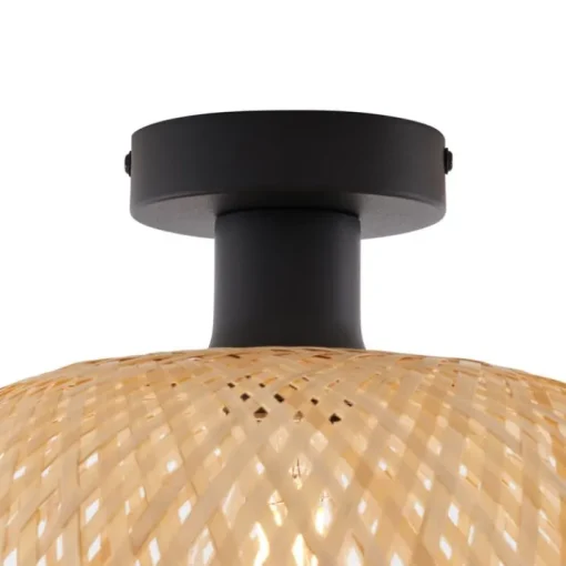 QAZQA Art Deco plafondlamp zwart met naturel bamboe 40cm - Alka