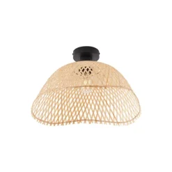 QAZQA Art Deco plafondlamp zwart met naturel bamboe 40cm - Alka