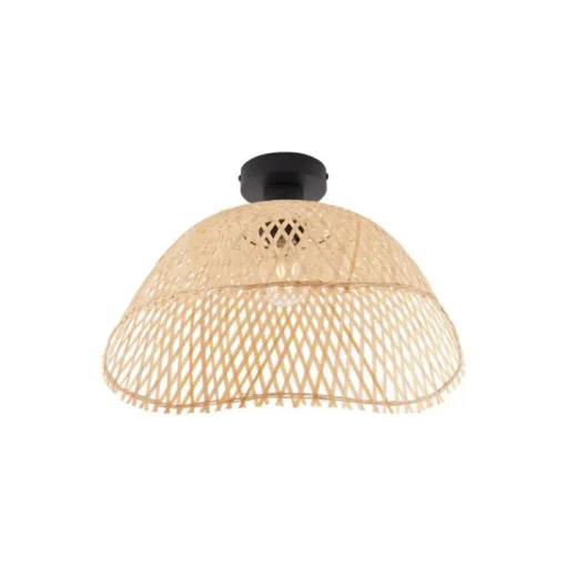 QAZQA Art Deco plafondlamp zwart met naturel bamboe 40cm - Alka