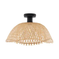 QAZQA Art Deco plafondlamp zwart met naturel bamboe 40cm - Alka
