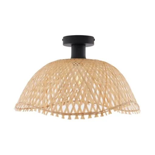 QAZQA Art Deco plafondlamp zwart met naturel bamboe 40cm - Alka