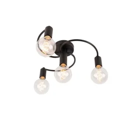 QAZQA Art deco plafondlamp zwart 4-lichts - Facil