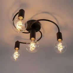QAZQA Art deco plafondlamp zwart 4-lichts - Facil