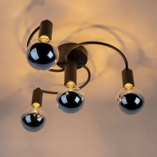 QAZQA Art deco plafondlamp zwart 4-lichts - Facil