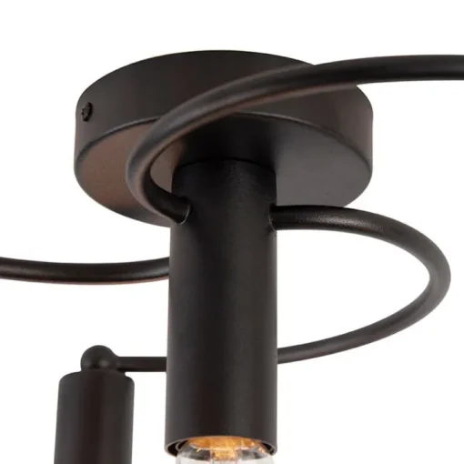 QAZQA Art deco plafondlamp zwart 4-lichts - Facil