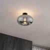 QAZQA Art Deco plafondlamp zwart met smoke glas 40cm - Busa
